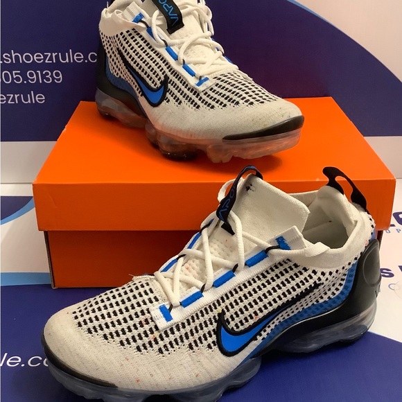 Nike Vapormax 2021 Flyknit White Photo Blue Kids 5y - Picture 6 of 11